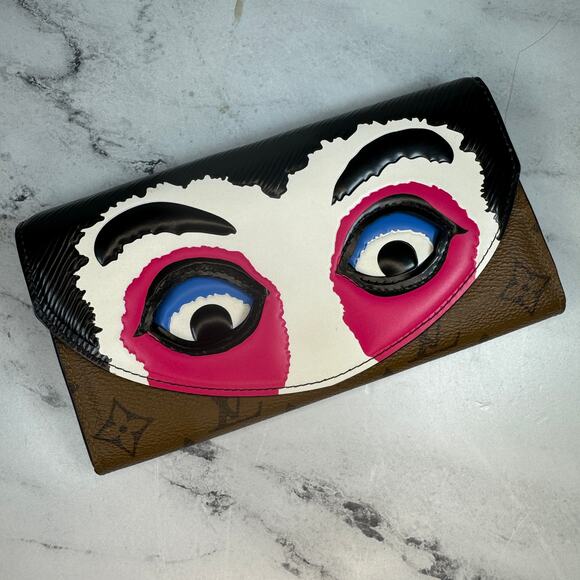 Louis Vuitton Kabuki Wallet Sarah eyes Monogram Japan Pink Long Leather Rare LV - Picture 15 of 16